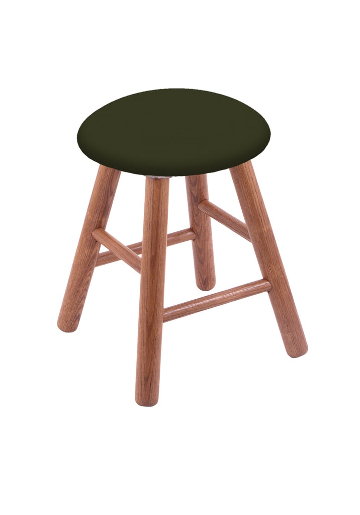 Oak Vanity Stool In Medium Finish With Canter Pine Seat