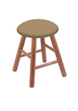 Oak Vanity Stool In Medium Finish With Canter Sand Seat