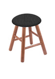 Oak Vanity Stool In Medium Finish With Graph Coal Seat