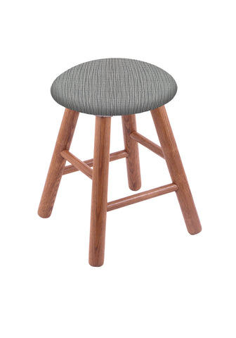 Oak Vanity Stool In Medium Finish With Graph Alpine Seat