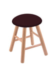 Oak Vanity Stool In Natural Finish With Canter Bordeaux Seat