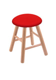 Oak Vanity Stool In Natural Finish With Canter Red Seat