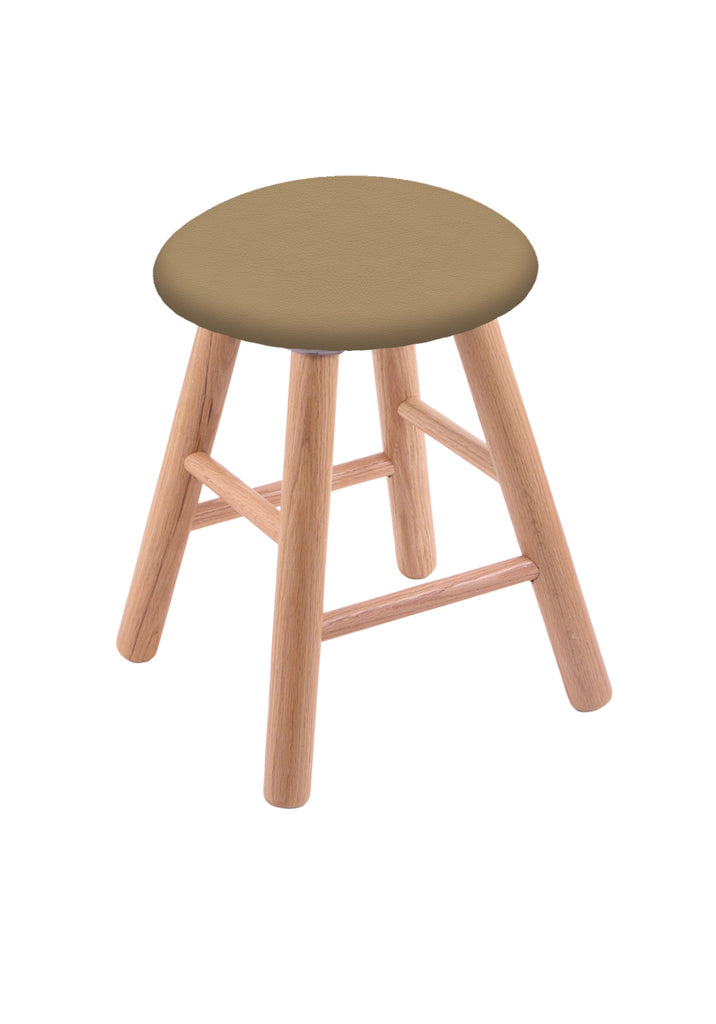 Oak Vanity Stool In Natural Finish With Canter Sand Seat