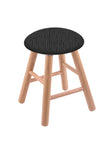 Oak Vanity Stool In Natural Finish With Graph Coal Seat