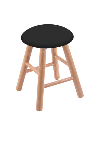 Oak Vanity Stool In Natural Finish With Black Vinyl Seat