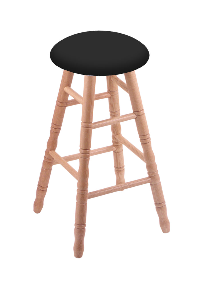 Oak Extra Tall Bar Stool In Natural Finish With Black Vinyl Seat