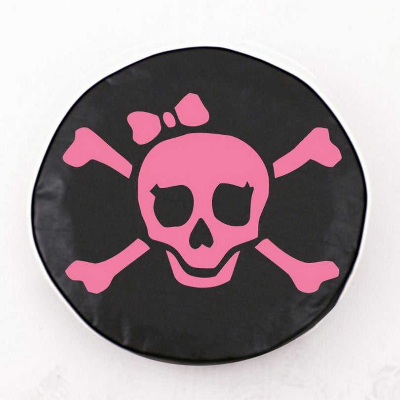 Pirate Girl (pink On Black) Tire Cover Black