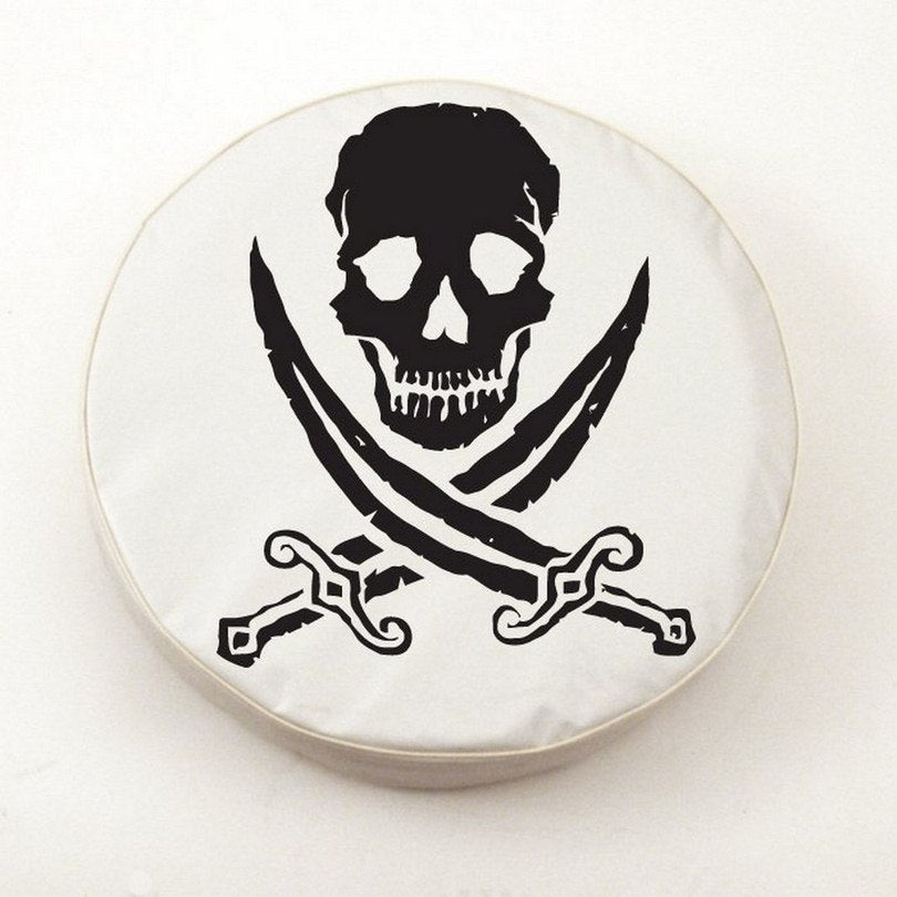 Jolly Roger (rough) Tire Cover White