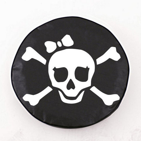 Pirate Girl (white On Black) Tire Cover Black