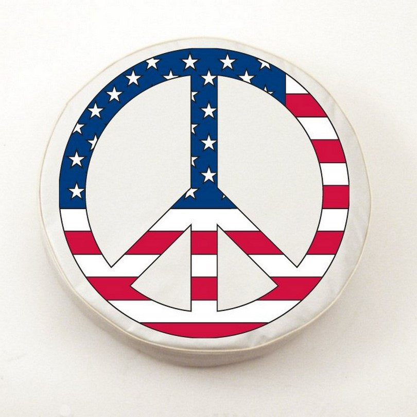 Usa Peace Sign Tire Cover White