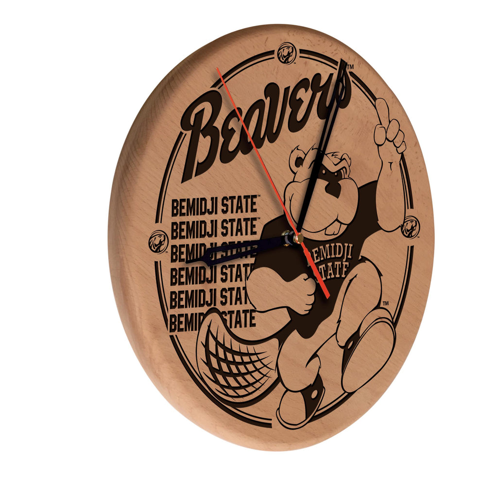 Bemidji State Laser Engraved Wood Clock