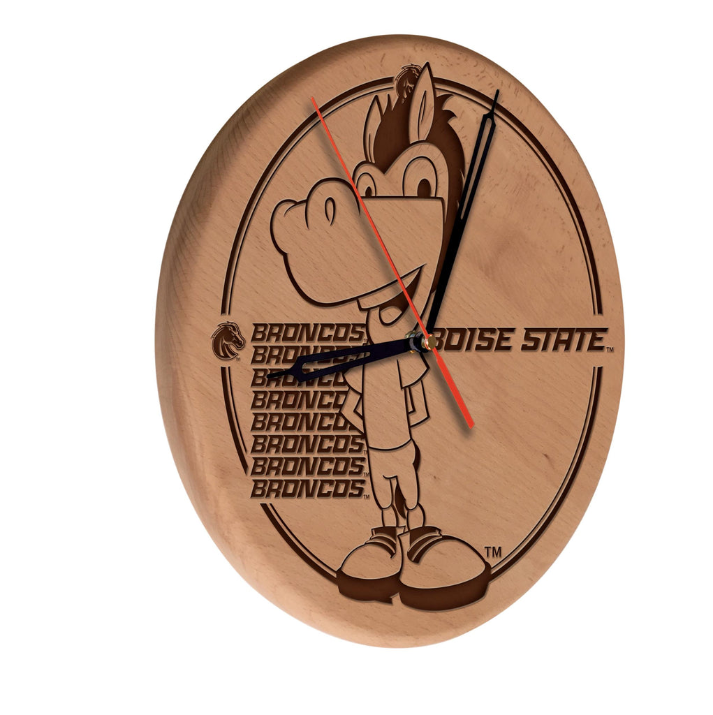 Boise State Laser Engraved Wood Clock