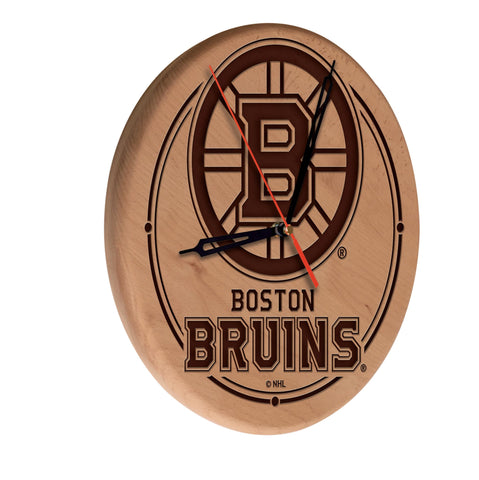 Boston Bruins Laser Engraved Wood Clock