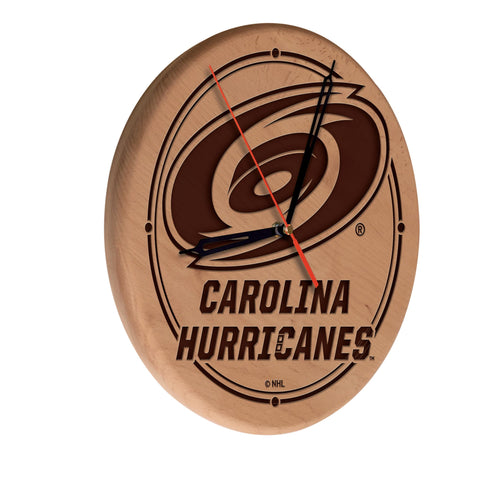 Carolina Hurricanes Laser Engraved Wood Clock