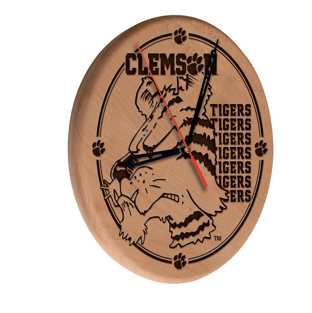 Clemson Laser Engraved Wood Clock