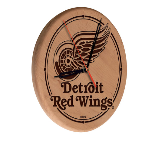 Detroit Red Wings Laser Engraved Wood Clock