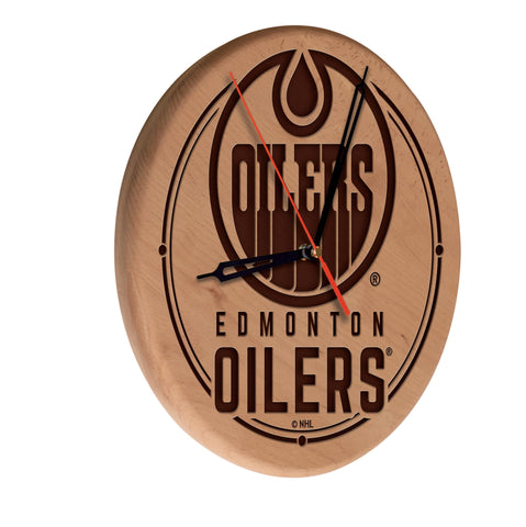 Edmonton Oilers Laser Engraved Wood Clock