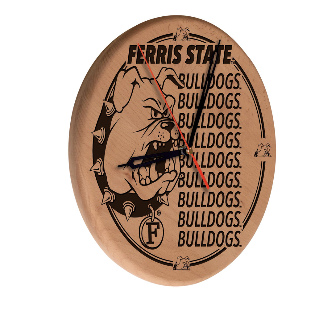 Ferris State Laser Engraved Wood Clock