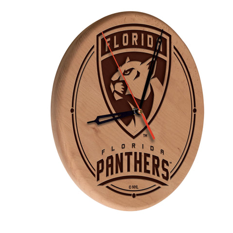 Florida Panthers Laser Engraved Wood Clock