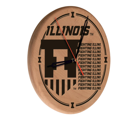 Illinois Laser Engraved Wood Clock