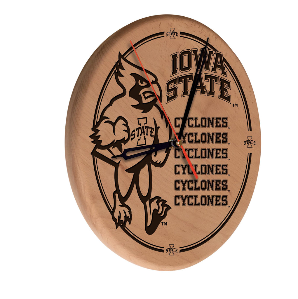 Iowa State Laser Engraved Wood Clock