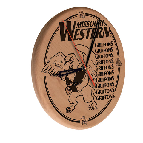 Missouri Western State Laser Engraved Wood Clock