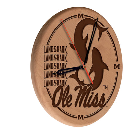 Ole' Miss Laser Engraved Wood Clock