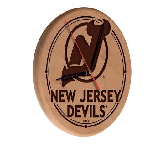 New Jersey Devils Laser Engraved Wood Clock