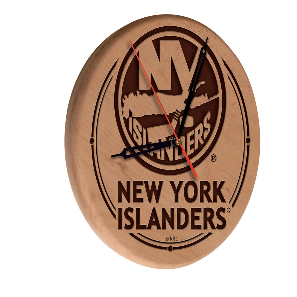 New York Islanders Laser Engraved Wood Clock