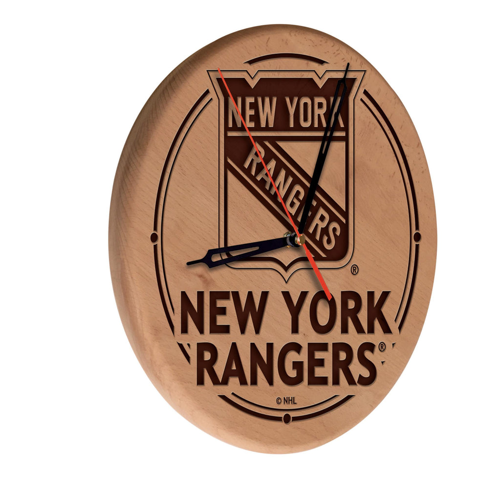 New York Rangers Laser Engraved Wood Clock