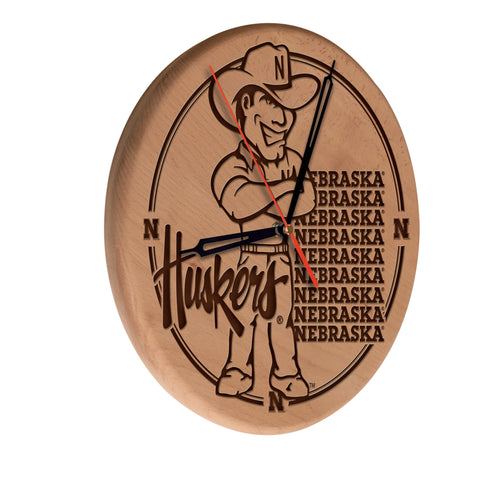 Nebraska Laser Engraved Wood Clock