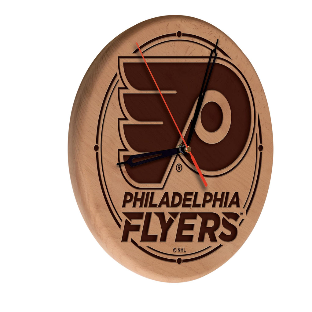 Philadelphia Flyers Laser Engraved Wood Clock