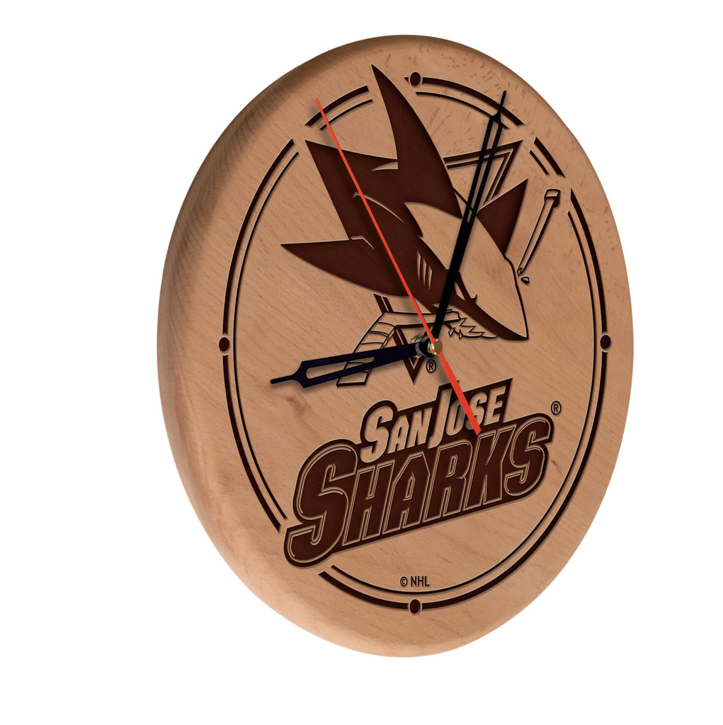 San Jose Sharks Laser Engraved Wood Clock