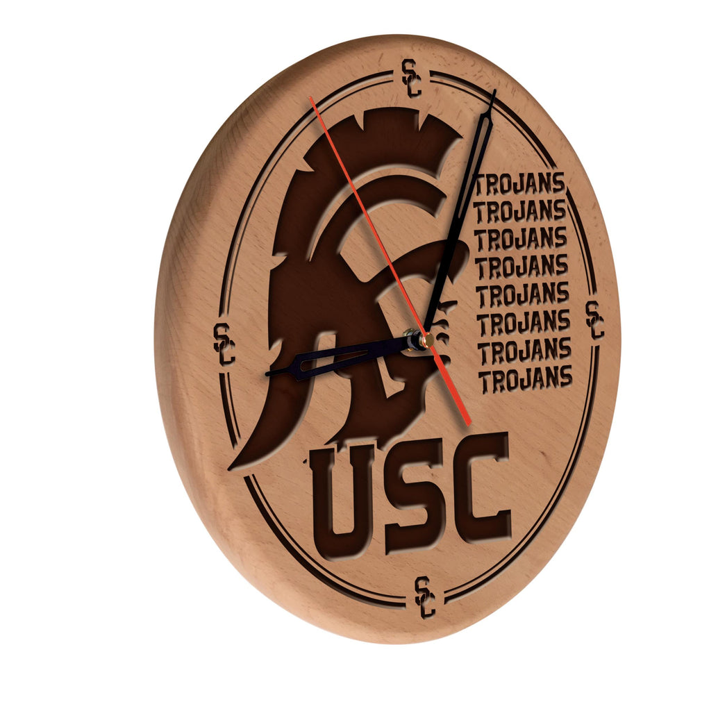 Usc Trojans Laser Engraved Wood Clock