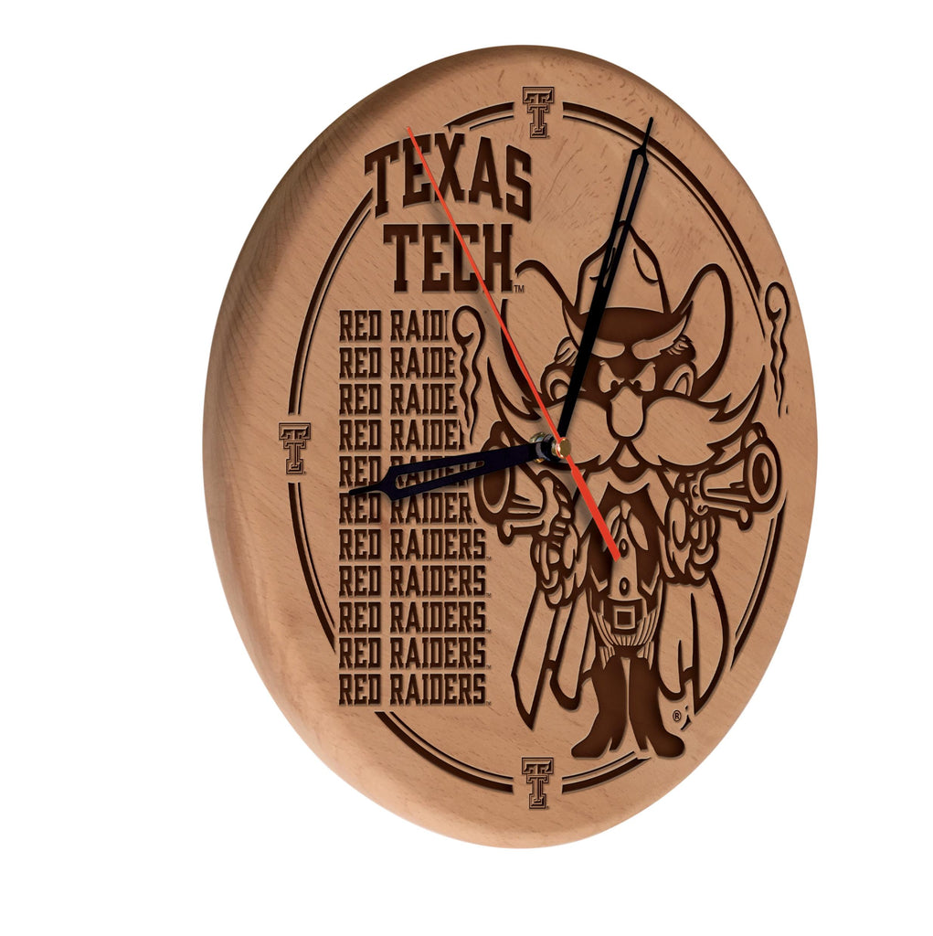 Texas Tech Laser Engraved Wood Clock