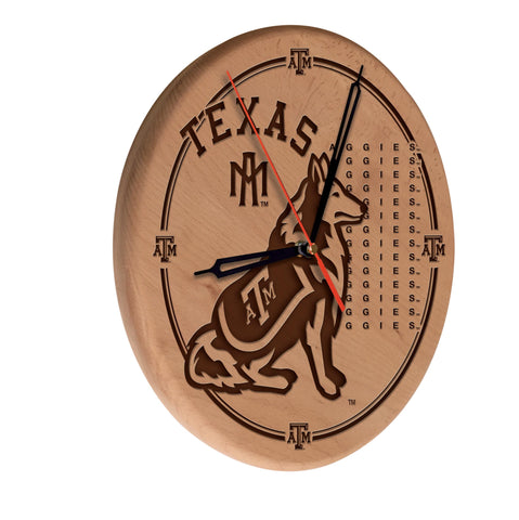 Texas A&m Laser Engraved Wood Clock