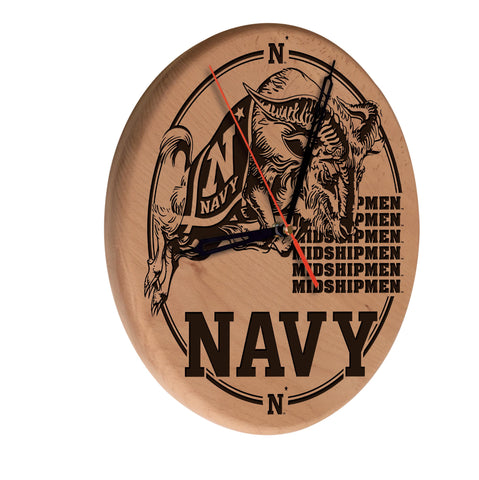 Us Naval Academy (navy) Laser Engraved Wood Clock