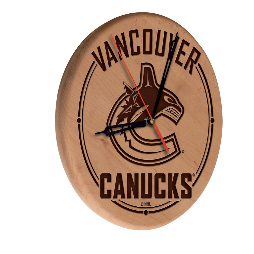 Vancouver Canucks Laser Engraved Wood Clock