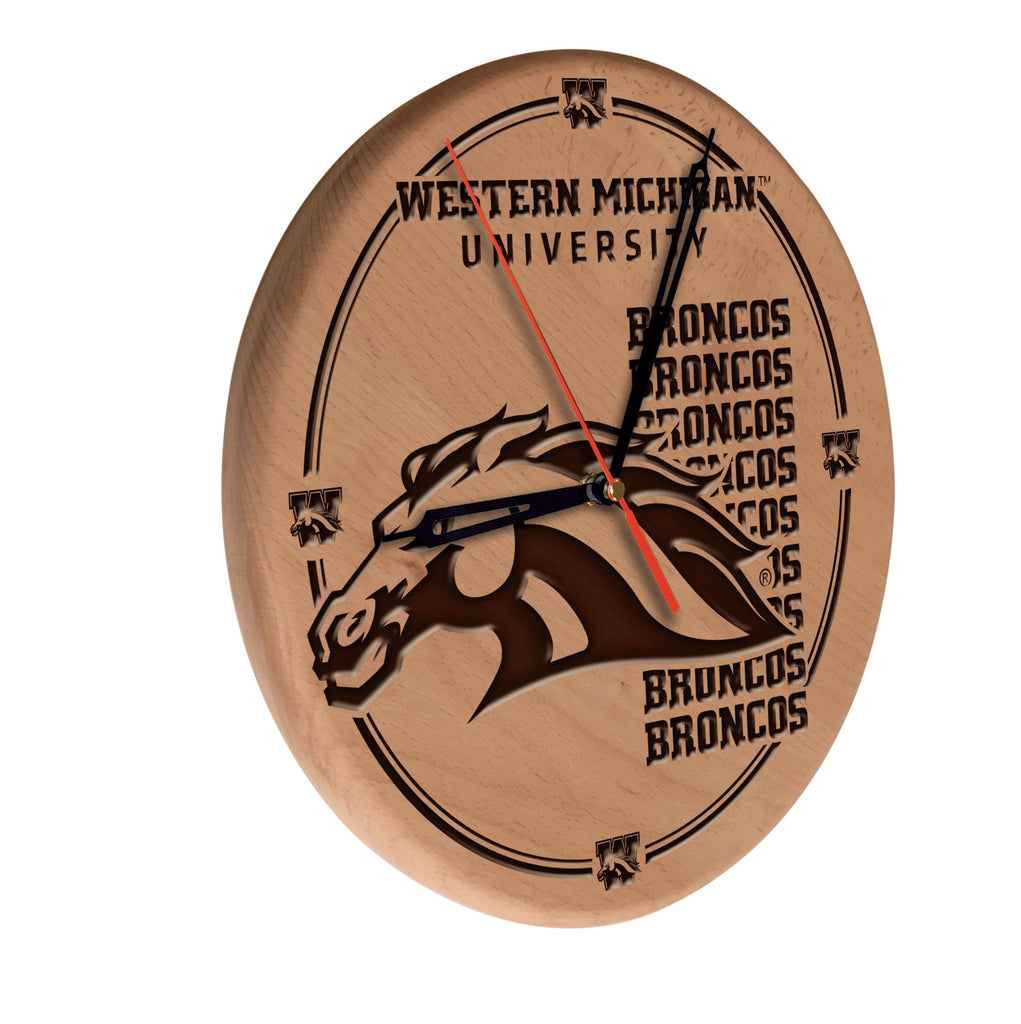 Western Michigan Laser Engraved Wood Clock