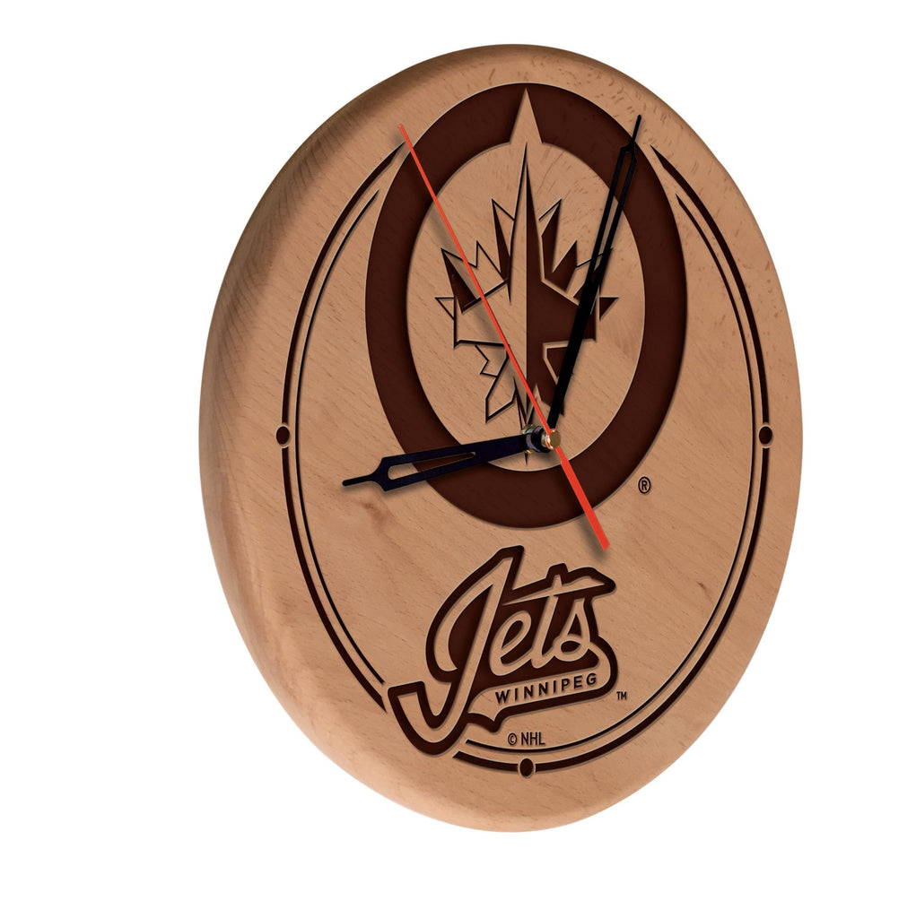 Winnipeg Jets Laser Engraved Wood Clock