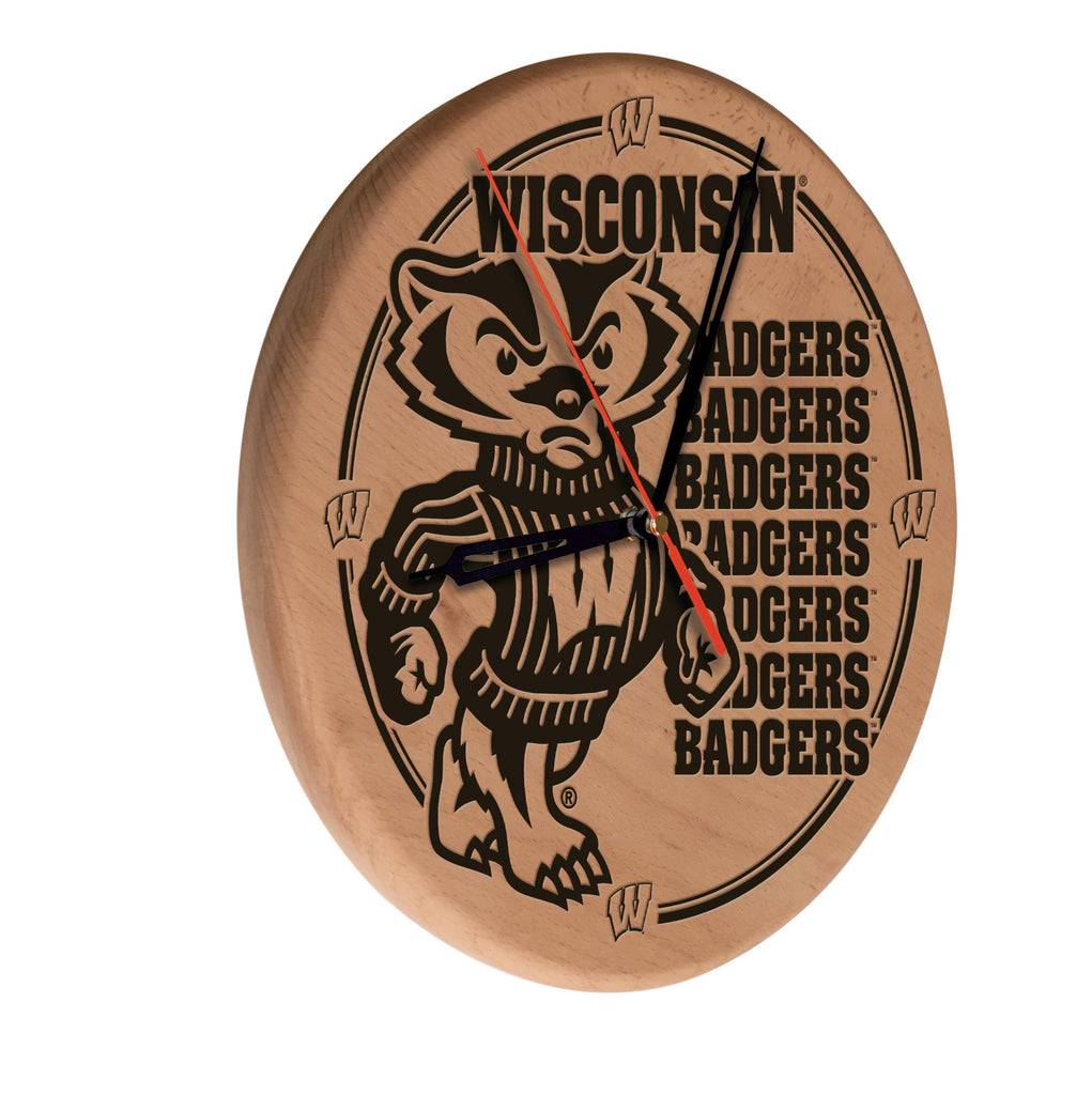 Wisconsin Laser Engraved Wood Clock